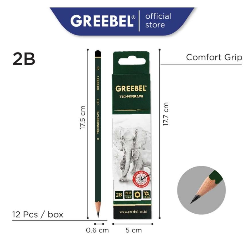 

GREEBEL Pensil Pencil Kayu Tulis 2B (PENSIL 7018 12 PCS/SET) / Pensil Tulis / Grafit / Graphite / Pensil Ujian Sekolah / Pensil Gambar