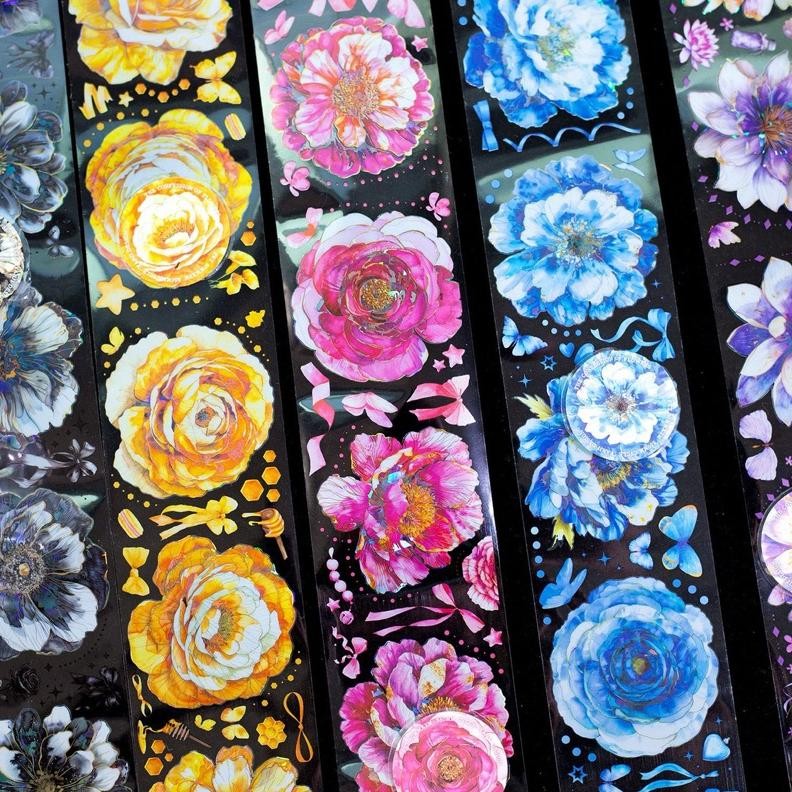 

(3CE) washi tape selotip transparan hologram bunga cantik besar beautiful big size flower journaling AST