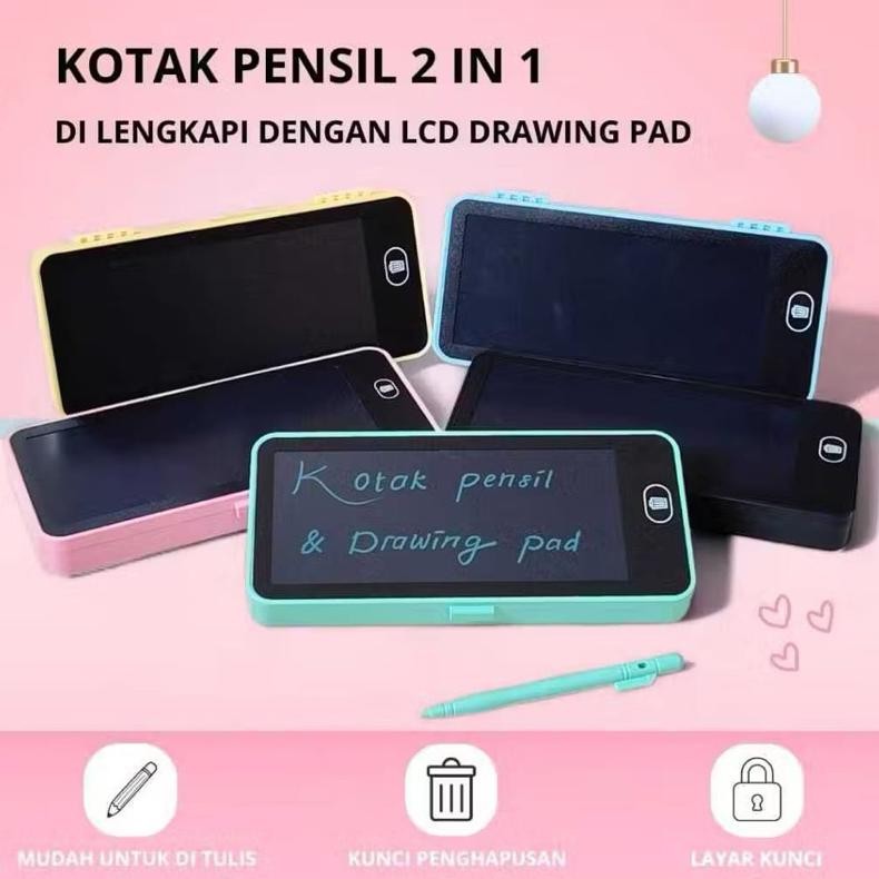 

Kotak Pensil Drawing Box 2 in 1 Tempat Penyimpanan Pensil + LCD Drawing Papan Coret Kreatif Anak Writing Board Digital Pad Edukasi AST