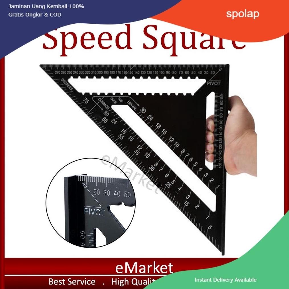 

Speed Square Aluminium / Penggaris Siku Sudut Segitiga / Right Angle Kayu AST