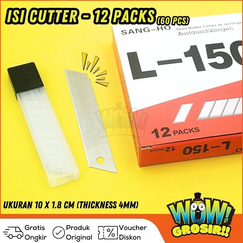 

1 Box isi 12 Tube (60 Pcs) Cutter Blade Refill BESAR (L-150/L-750/L-500) SANGHO AST