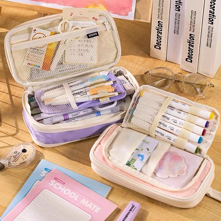 

tempat pensil pencil case kotak pensil anak kotak pensil Super Large Capacity Canvas Pencil Case kosmetik AST