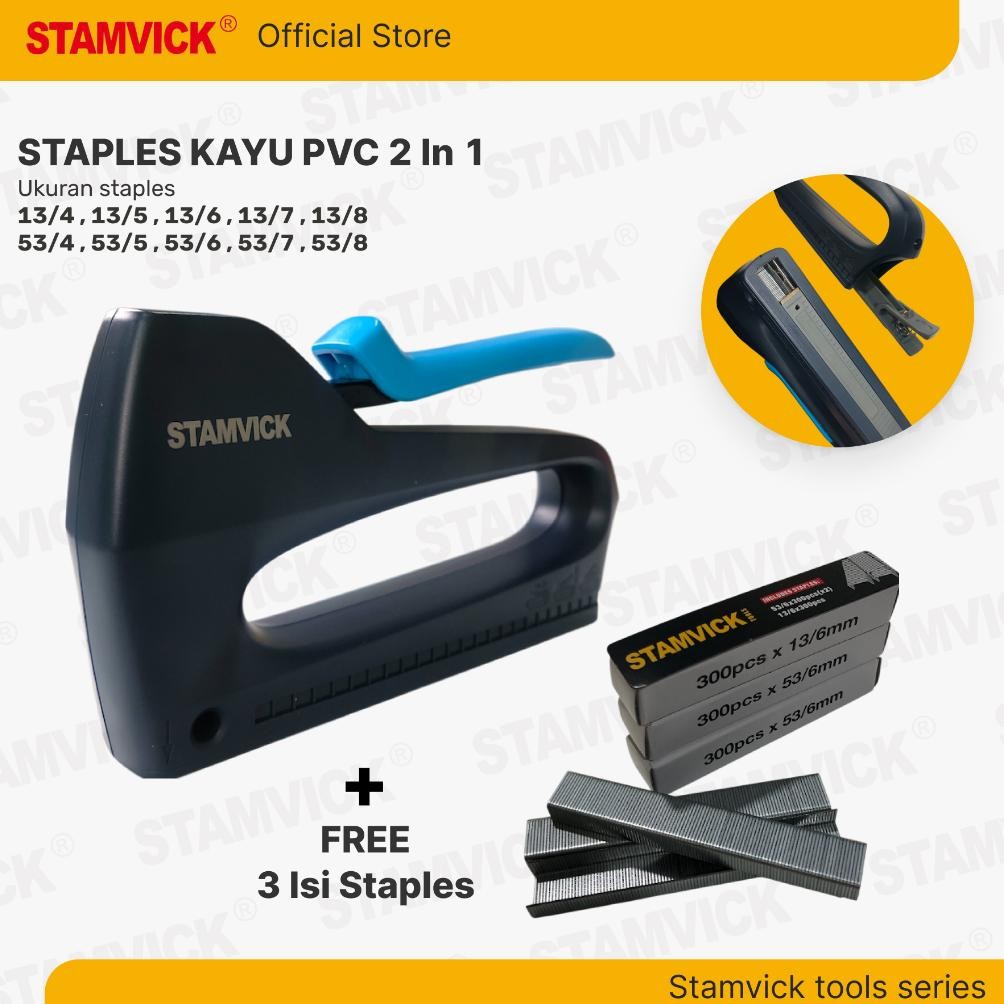 

Staple Gun / Staples Tembak 2 in 1 Stamvick / Alat Stapler Tembak Jok Kulit Motor / Cekrekan / Pengokot / Stapler Sofa / Karpet / Kayu / Kain AST
