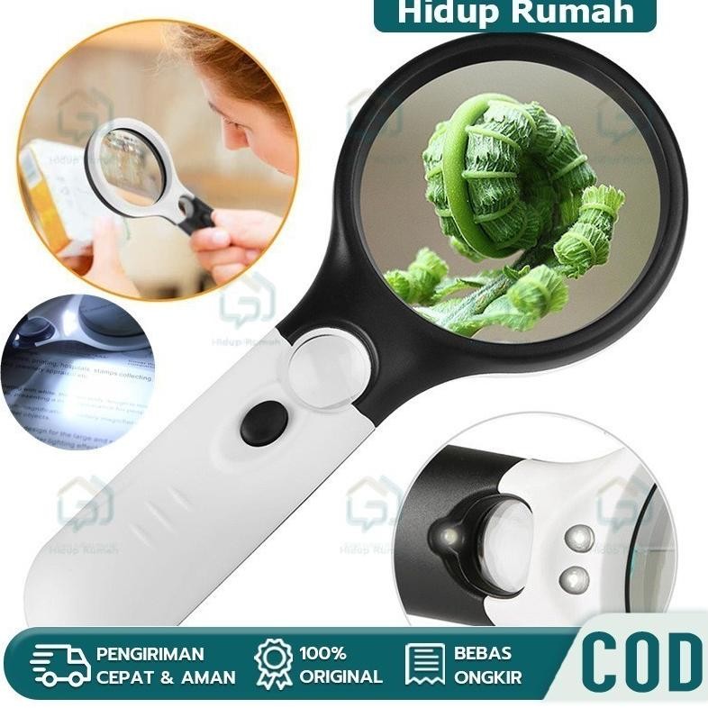 

2in1 Magnifier Gelas Kaca Pembesar Dengan Lampu 3 LED Loop Magnifying Untuk Membaca dan Perhiasan AST