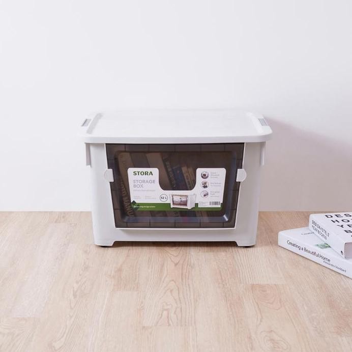 

Terlaris Stora 52X37X33 Cm Kotak Penyimpanan Dengan Roda - Putih