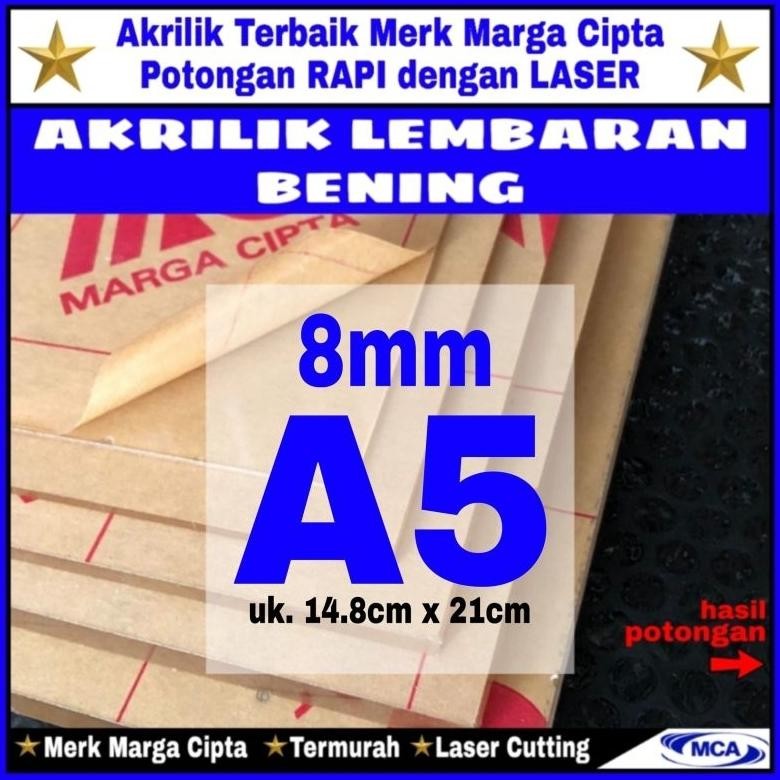 

AKRILIK lembaran 8mm uk. A5 / Akrilik bening / Marga cipta / Acrylic AST