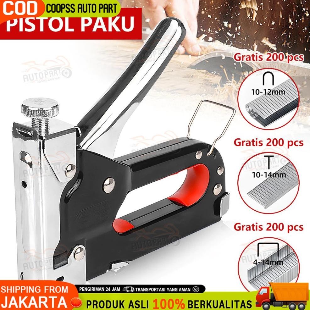 

3in1 Staples Stapler Staple Gun Paku 3 In 1 Pistol Kuku DIY Konstruksi Furnitur Konstruksi Pelapis Pelapis Pintu Tipe U Gratis 600 / T -Tipe Stapler Pistol Pertukangan Rumah Alat Alat Stapler Pertukangan AST