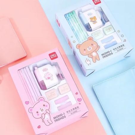 

Set Alat Tulis Rautan Pensil Penghapus Deli Stationery Set 4 in 1 Rautan Pensil 12pcs Pensil 2 Penghapus Dan 2 Penutup Pena 68896 AST