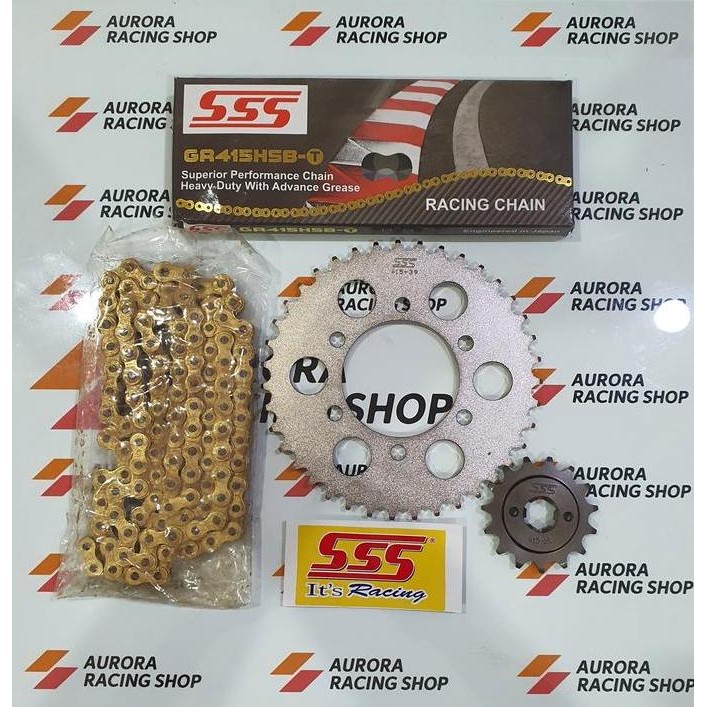 Gear Set SSS 415 Kawasaki Ninja 150 R - RR & Rantai SSS 415 Hsbt Gold
