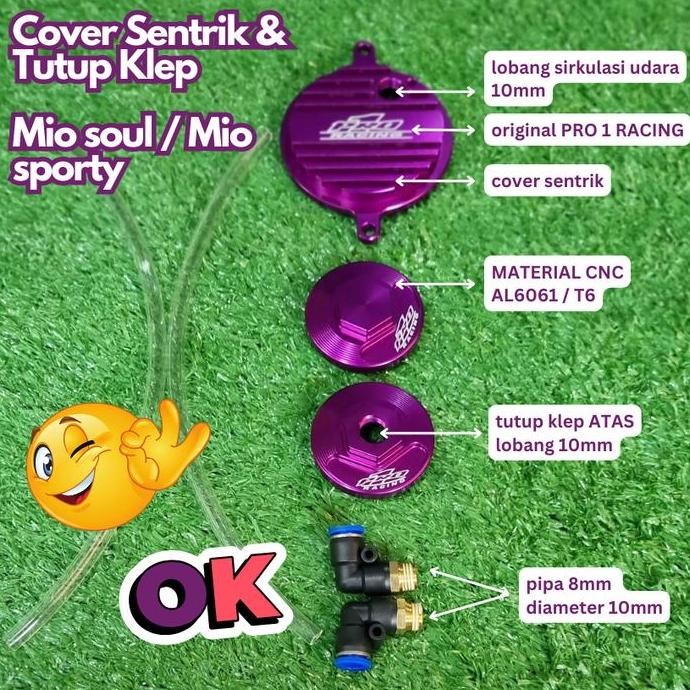 COVER SENTRIK & TUTUP KLEP MIO SOUL/SPORTY PRO 1 RACING