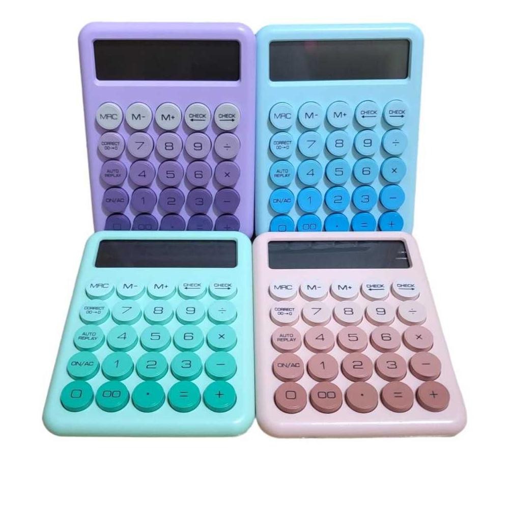 

FREE!! BATERAI Kalkulator 12-digit CT - 242 Calculator Kawaii Bulat Korea warna pastel keyboard Elektronik Desktop matematika pembelajaran finansial dan akuntan sekolah kantor murah unik lucu AST
