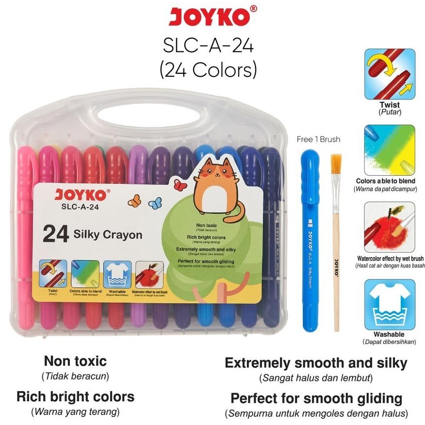

Silky Crayon Krayon Halus Joyko SLC-A 24 Warna Original (1 SET) / Pensil Krayon Silky Art Washable Crayon Mewarnai Anak Joyko SLC-A-24 AST