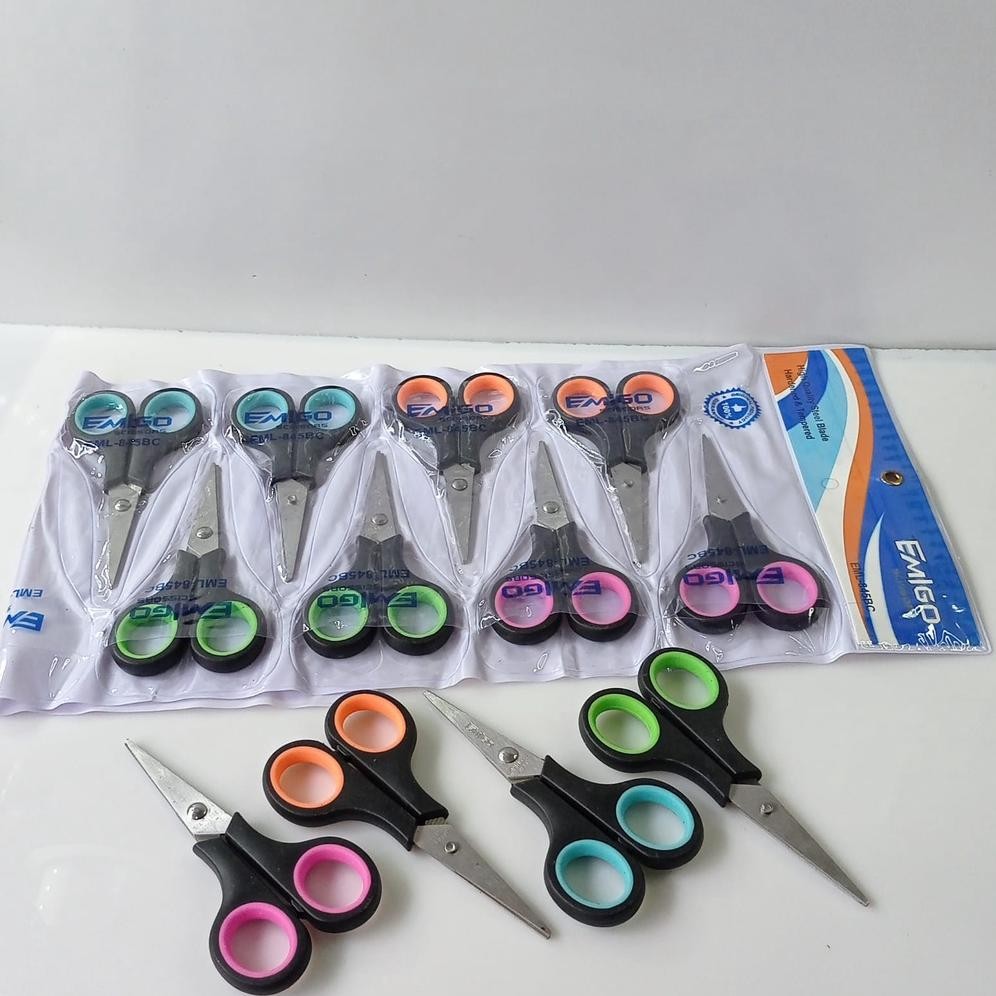 

12pcs Gunting Emigo Kecil EML-845BC Kemasan Renceng Grosir AST