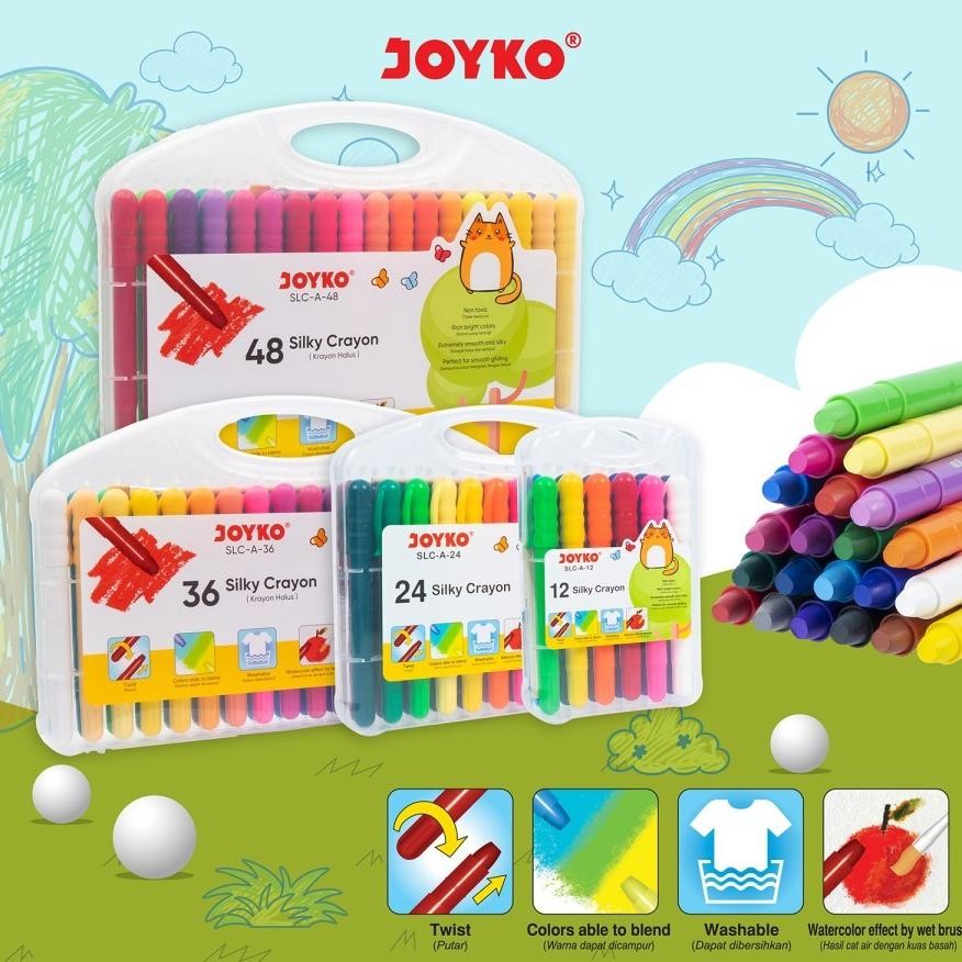

Silky Crayon Krayon Halus Joyko SLC-A Warna Original (1 SET) / Pensil Krayon Silky Art Washable Crayon Mewarnai Anak Joyko SLC-A AST