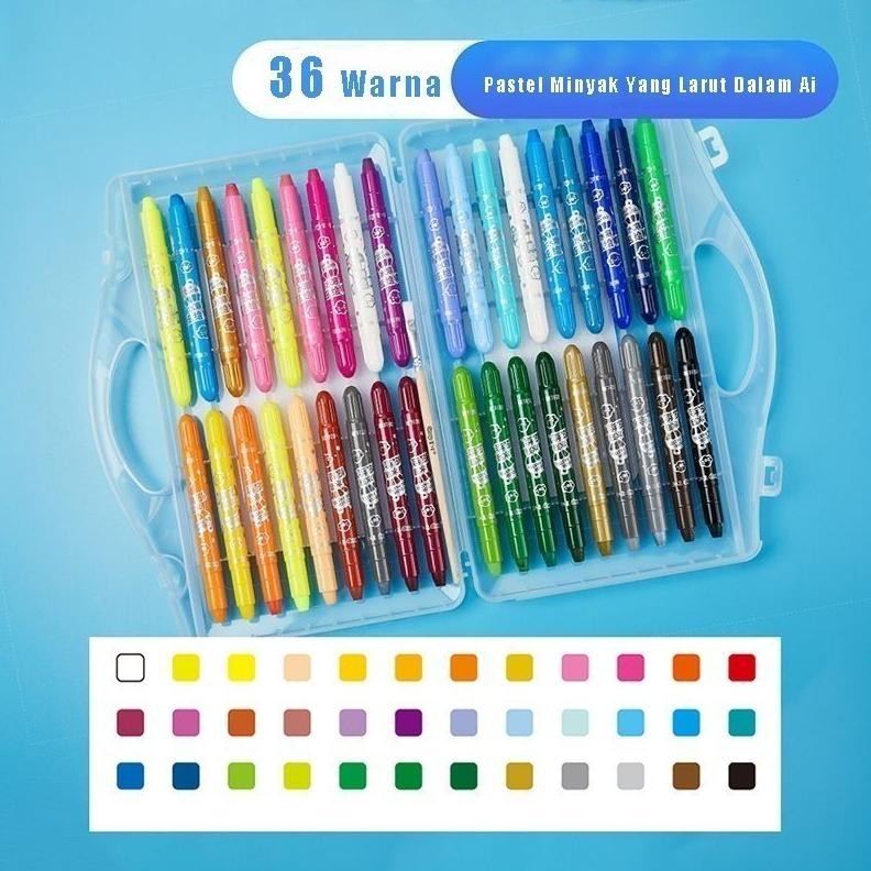 

Grasp Crayon Set 12/24/36/48 Warna Pensil Gambar Air Soluble, Cat Minyak yang Dapat Dicuci dengan Air AST