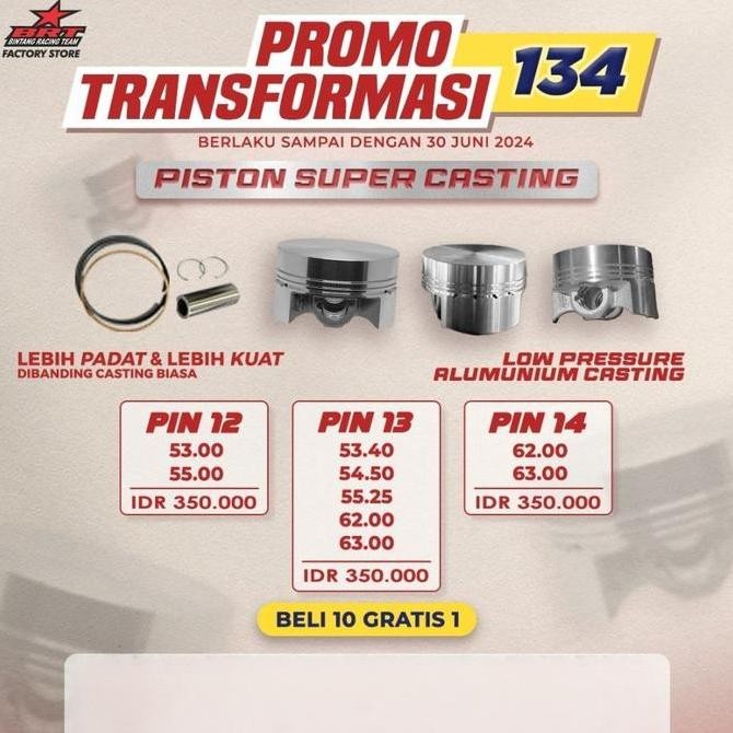 Piston Super Casting BRT 13 Piston 53.40/54.50/55.25/62.00/63.00 MM