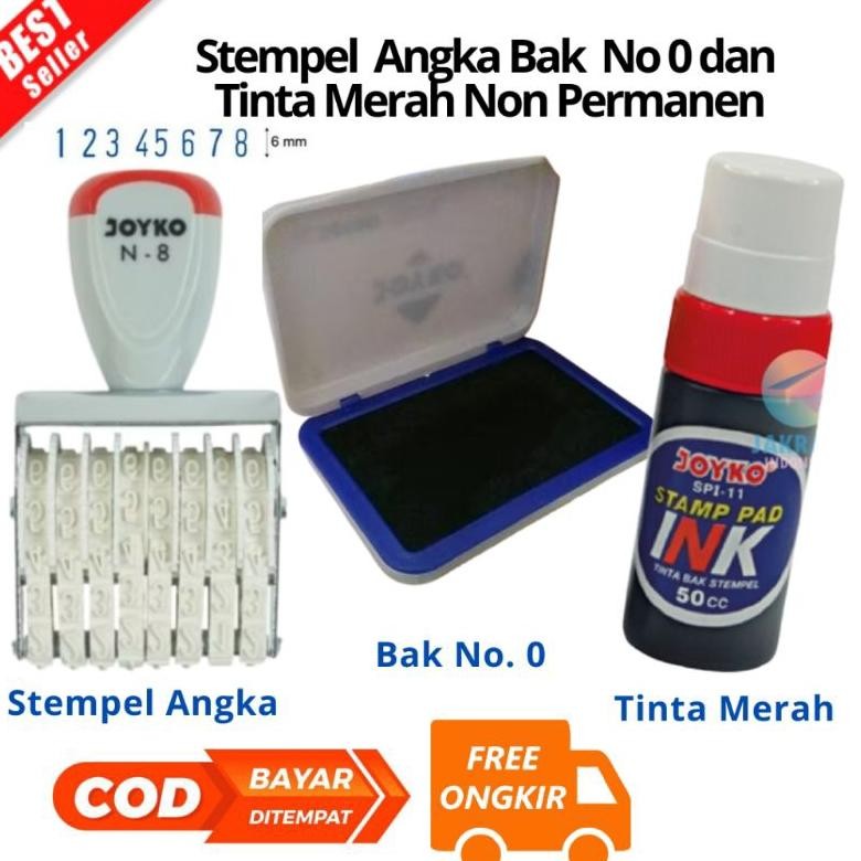 

[N8] BAYAR DI TEMPAT Paket Stempel 8 Angka N8 Bak Stempel dan Tinta Non Permanen Nomor Number Stamp N-8 JOYKO Artline Pyramid - N-8/PCS untuk kertas AST