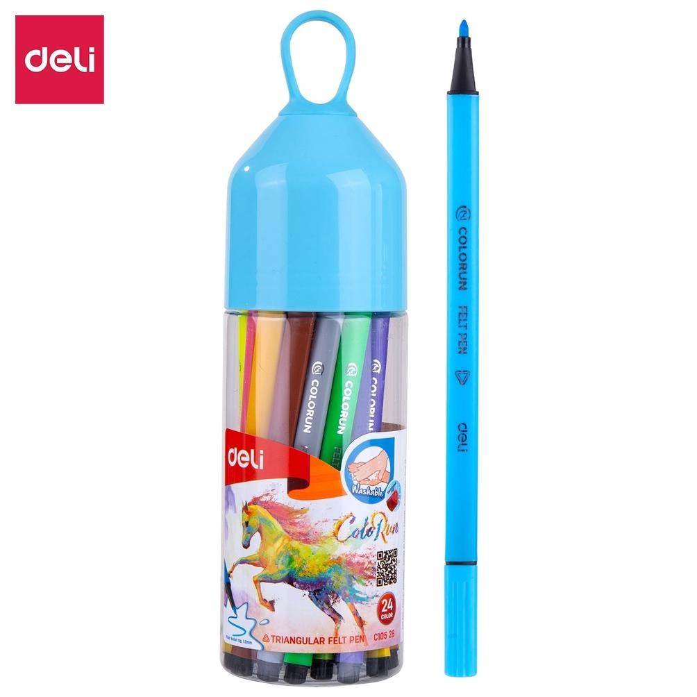 

Spidol DELI Triangular Felt Pen Colorun 24 Warna - C10526 AST