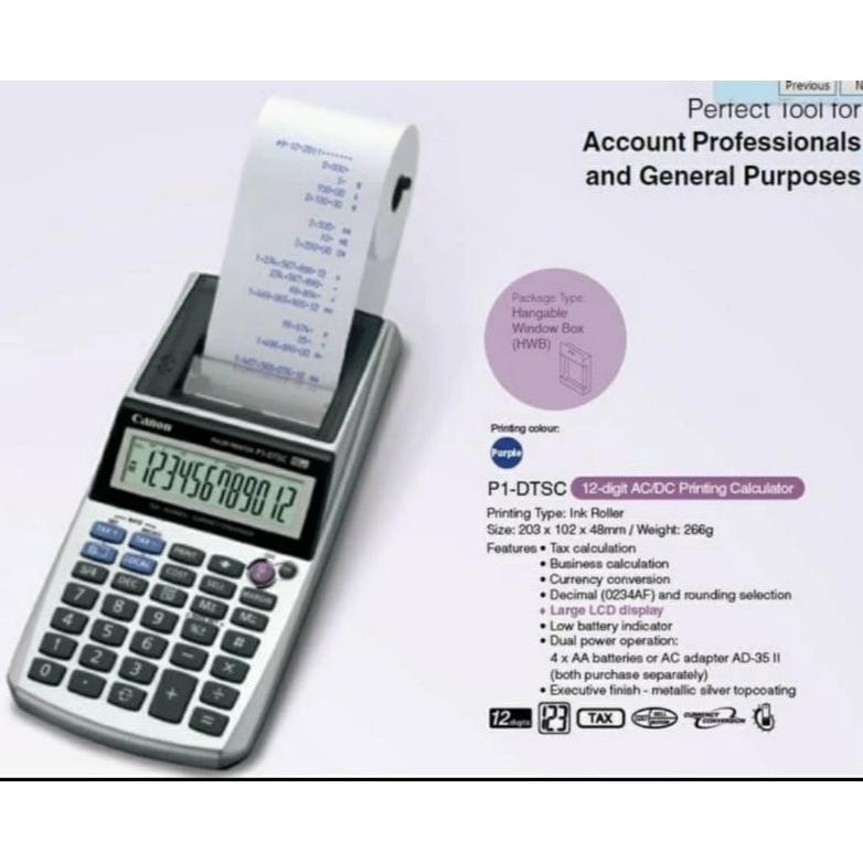 

Canon Printing Calculator P1-DTSC - Kalkulator Kasir Printer Struk P1 CANON P1-DTC Printing Calculator ORIGINAL COCOK UNTUK KASIR AST