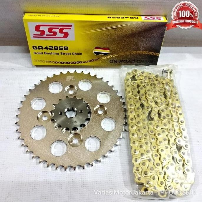 Gear set SSS Supra X 125 Kharisma 428 15 38 SB Gold