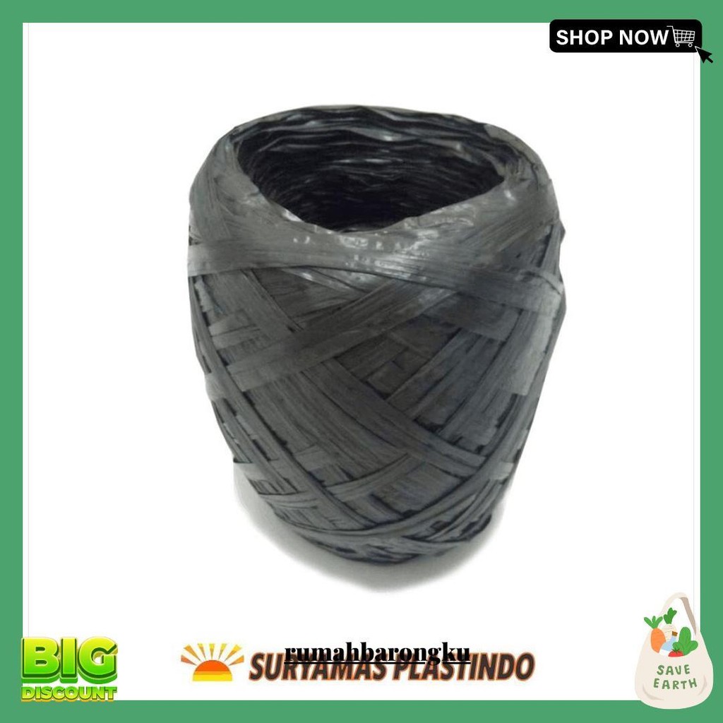 

Tali Rafia Gulungan Besar 1Kg Full Tali Plastik Warna Hitam Gratis Ongkir