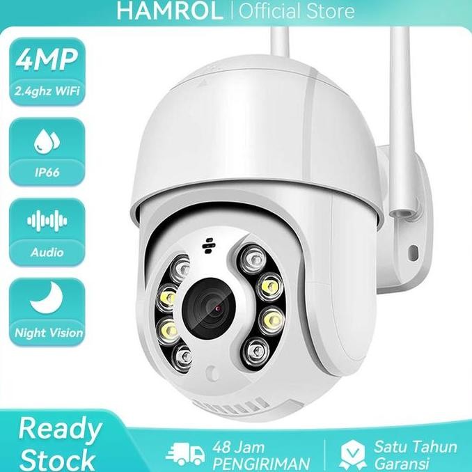 Tersedia Hamrol Kamera WiFi 4MP Wireless Camera Deteksi Gerakan Alarm Pintar Kamera IP PTZ Luar Ruan