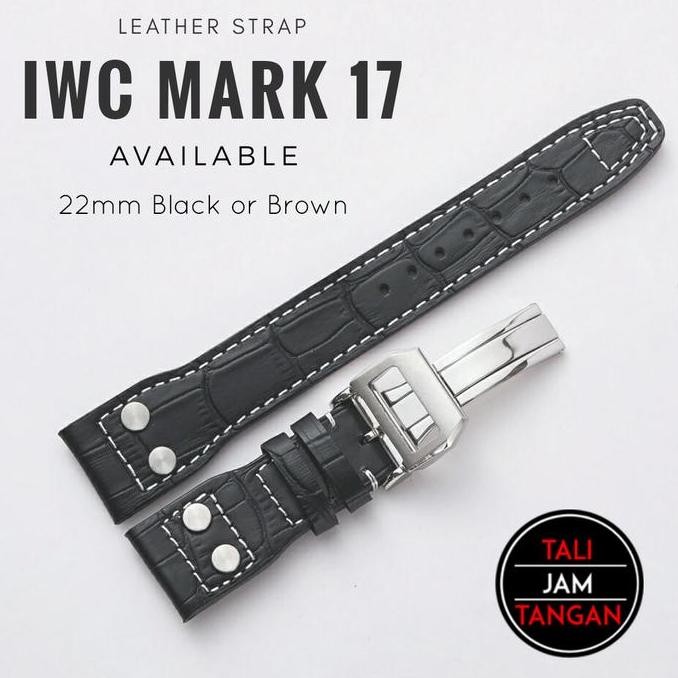 Tersedia 22mm IWC Mark 17 Leather Strap Tali Jam Tangan Kulit Asli IWC