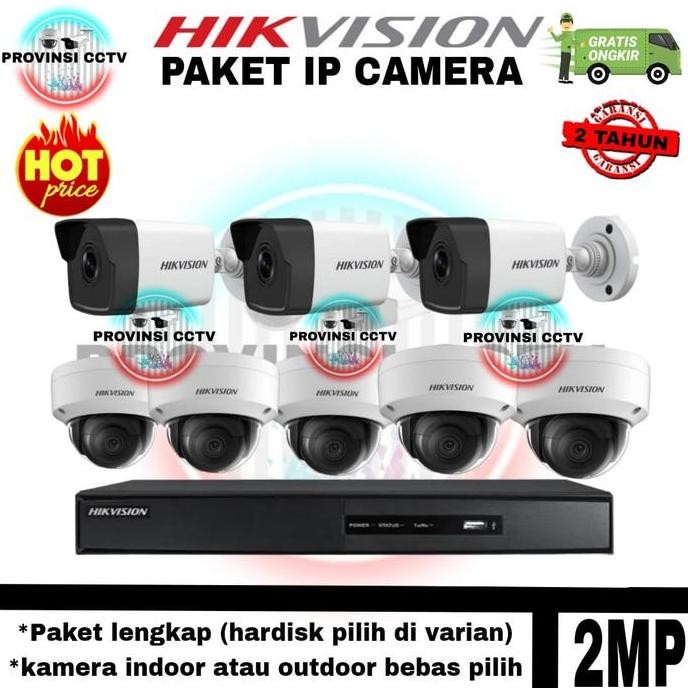 Tersedia PAKET CCTV IP CAMERA HIKVISION 2MP 8 CHANNEL 8 KAMERA IP CAM POE