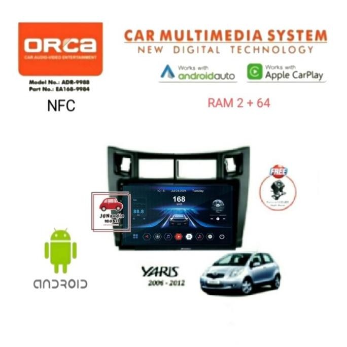 Tersedia Head Unit Android ORCA 9 Inch OEM Yaris Bakpao 2005 Up + Kamera