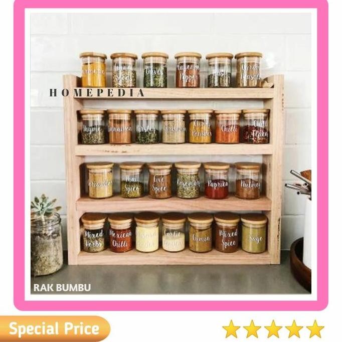 Rak Toples Kayu 4 Susun / Rak Bumbu Dapur