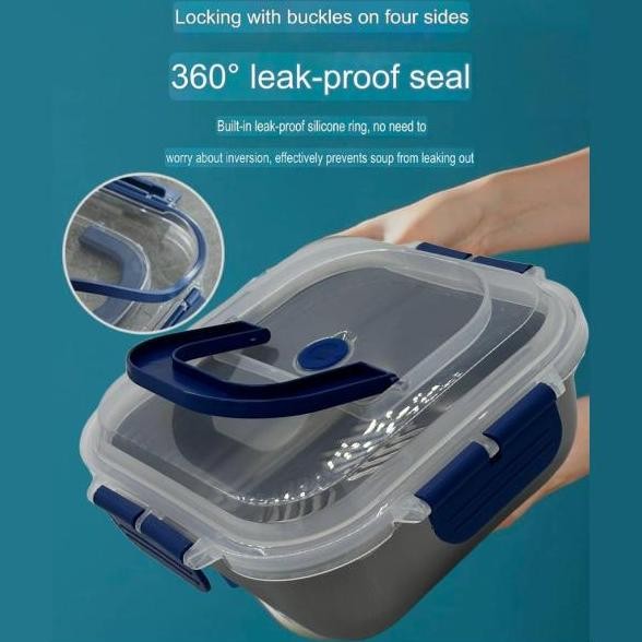 Lunch Box Stainless Steel 1800Ml Ada Pegangan Kotak MakananAntiTumpah