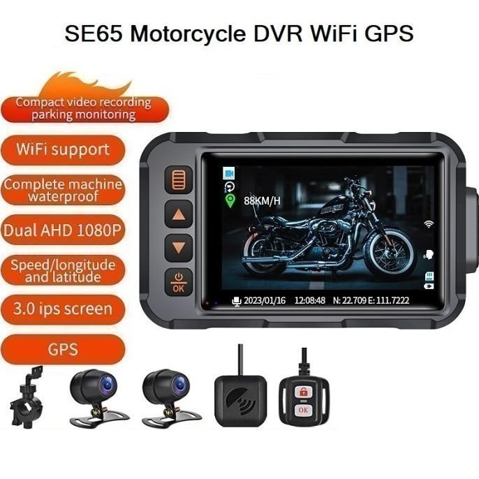 Tersedia SE65 Waterproof Motorcycle Dash Cam 1080P WiFi Video Kamera Motor GPS