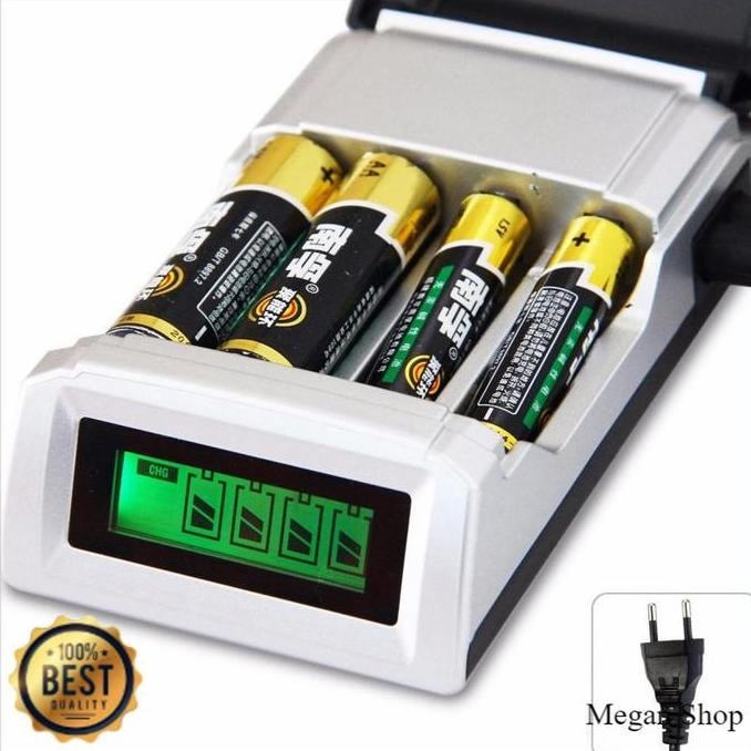 Charger Baterai Smart Intelligent LCD 4 Slot Ukuran AA dan AAA Bisa Cas Baterai Alkaline Jam