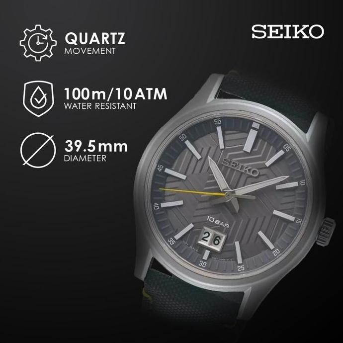 Murah Seiko Quartz Analog Hands Date Men Sur543P1 Sur543 Nylon Original