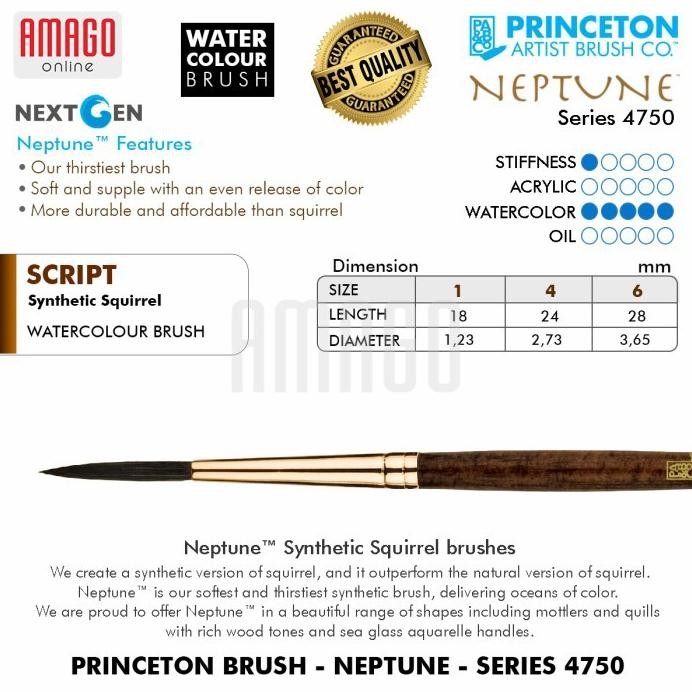 

Kuas PRINCETON Neptune Watercolour Brush - Script Liner - Pilih Ukuran AST