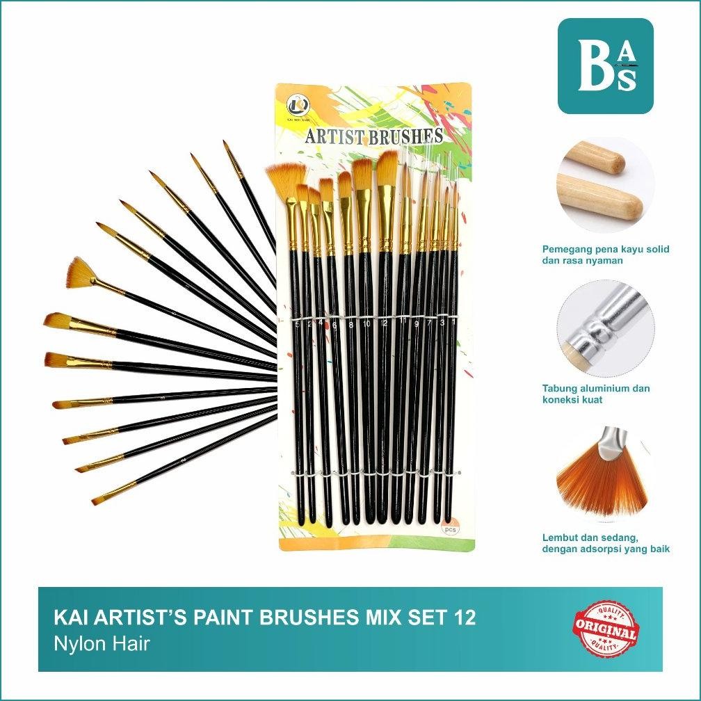 

Bali Art Supplies - Artist Paint Brushes - Kuas Lukis Artis Mix Set 12pcs AST