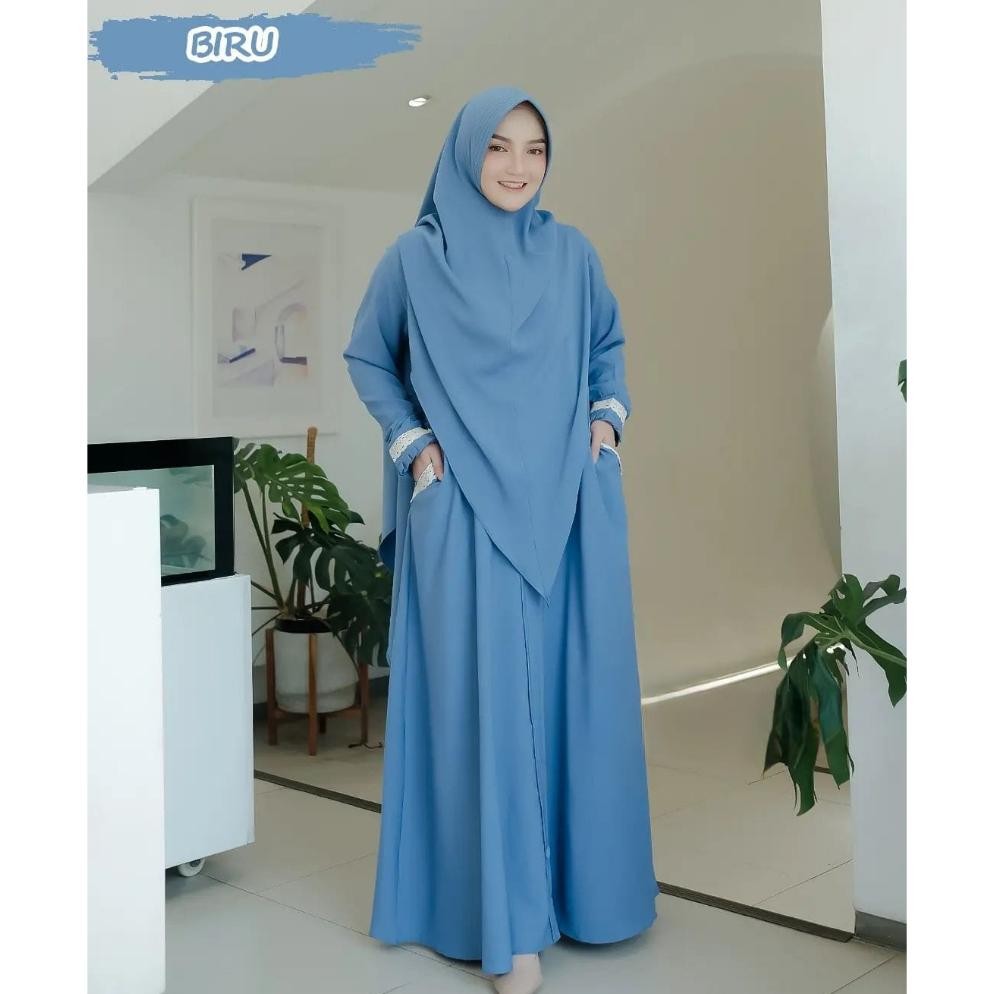 QV21 tru-63 BISA COD GAMIS BAHAN CRINGKLE AIRFLOW SET HIJAB RENDA M - L- XL - XXL / BAJU GAMIS SYAR'
