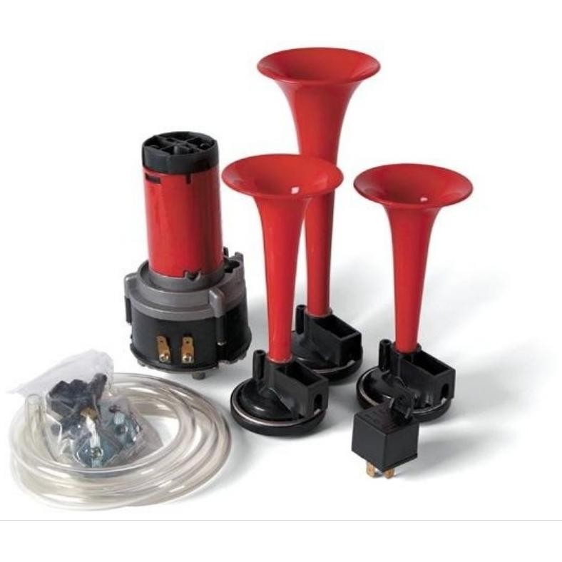 Klakson Telolet 3in1 Terompet 3 Corong Dinamo + Relay Fungsi Ke Motor dan Mobil 12volt dan 24volt