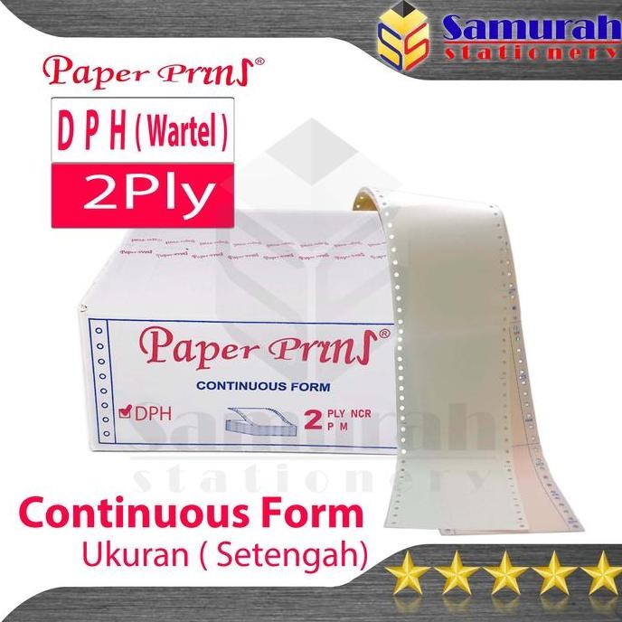 

Kertas Continuous Form Paper Prins 9,5/2 x 11/2 ( Wartel ) K2 Ply DPH Bagi 4 / CF Paperprins Carbonize NCR / Kertas Komputer Karbon Rangkap 2