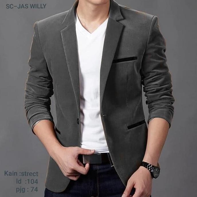[JAS WILLY ABU TUA SC] jas pria katun stretch abu tua