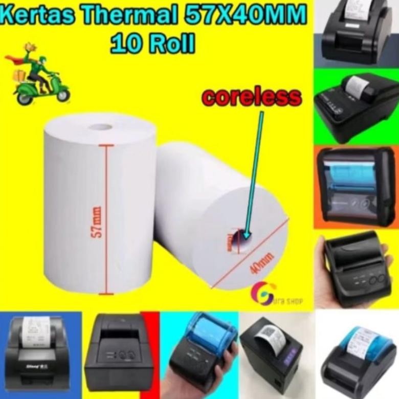 

Kertas Termal EDC bluetooth 58x40mm coreles isi 10 roll AST