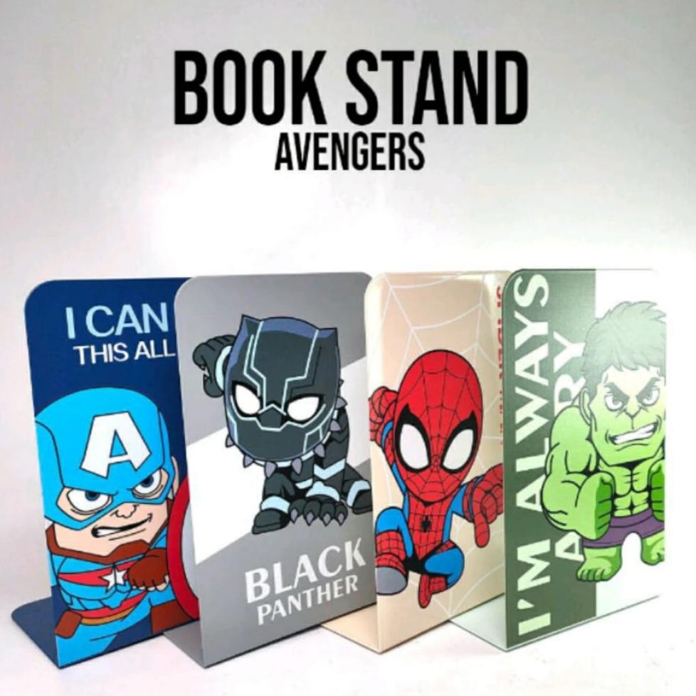 

STAND BOOK / BOOK END / PEMBATAS BUKU MOTIF SUPER HERO BAHAN BESI 1 SET ISI 2 PCS 777-331 AST