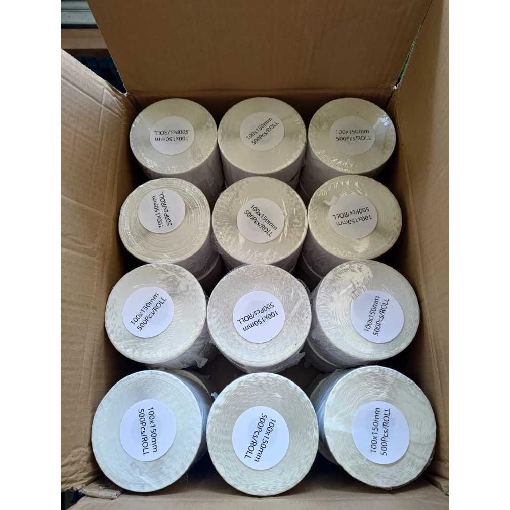 

(GOJEK/GRAB) THERMAL LABEL STICKER ROLL KERTAS BARCODE PREMIUM 100X150 MM 500LEMBAR PREMIUM (1DUS) AST