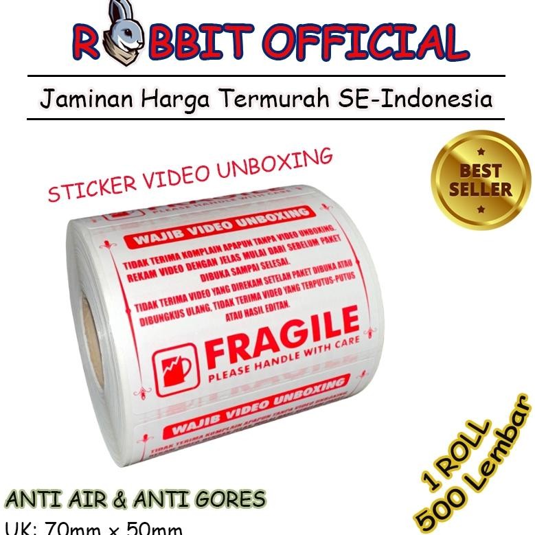 

Label Sticker FRAGILE Wajib Video Unboxing Stiker Jangan Dibanting Online Shop isi 500 Lembar AST