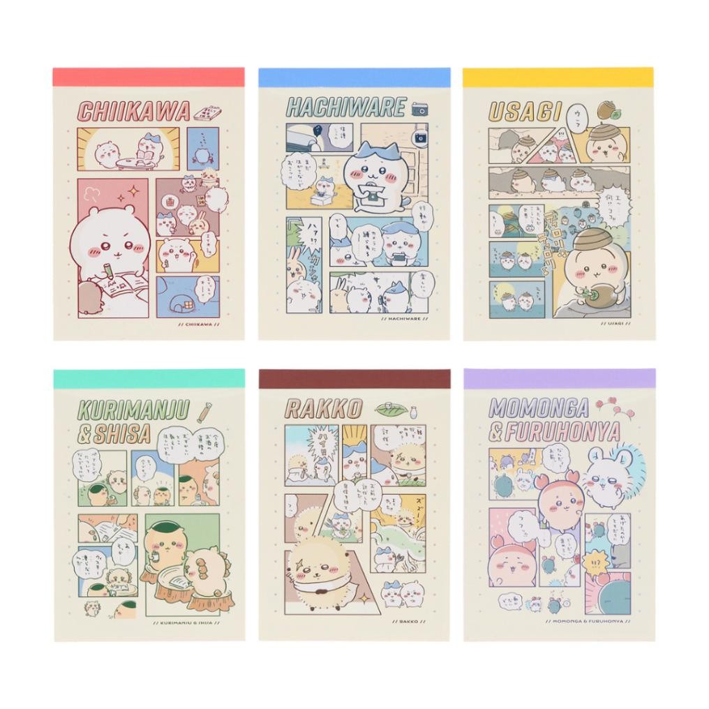 

Mini Memo Pad Chiikawa Comic Scene Hachiware Usagi Momonga Furuhonya Rakko Kurimanju Shisa Note Kecil Limited Edition AST