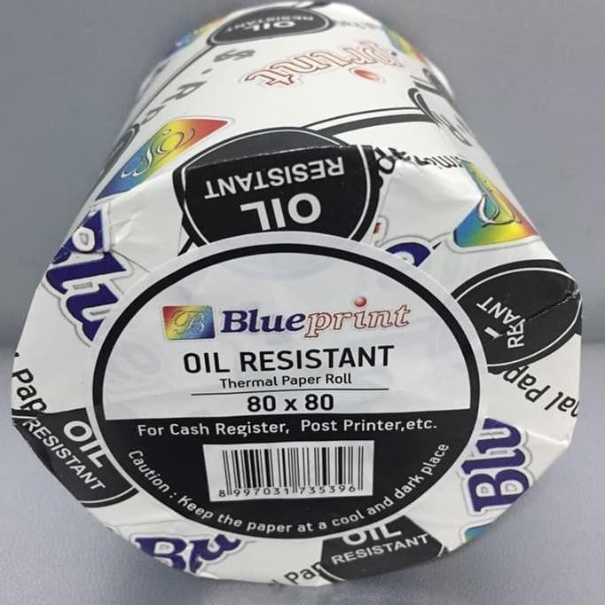 

Thermal Paper Roll BluePrint 80x80 mm Oil Resistant Kertas Termal Tahan Lakban Minyak Air AST