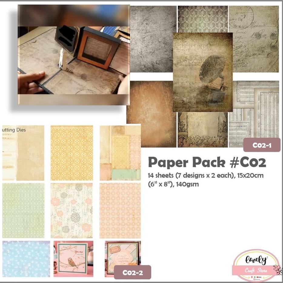 

LovelyCraftStore | C02 14pcs/pack Scrapbook paper pack ~ 7designs@2pcs 15cmx20cm bujo kertas jurnal fancy paper origami journaling kit 140gsm scrapbook embelishments journal paper bullet journal Art Paper Deco Paper AST