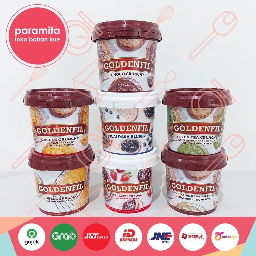 

Goldenfill Selai Cokelat / Tiramisu / Green Tea / Cheese / Strawberry / Blueberry / Milk Crunchy 1kg