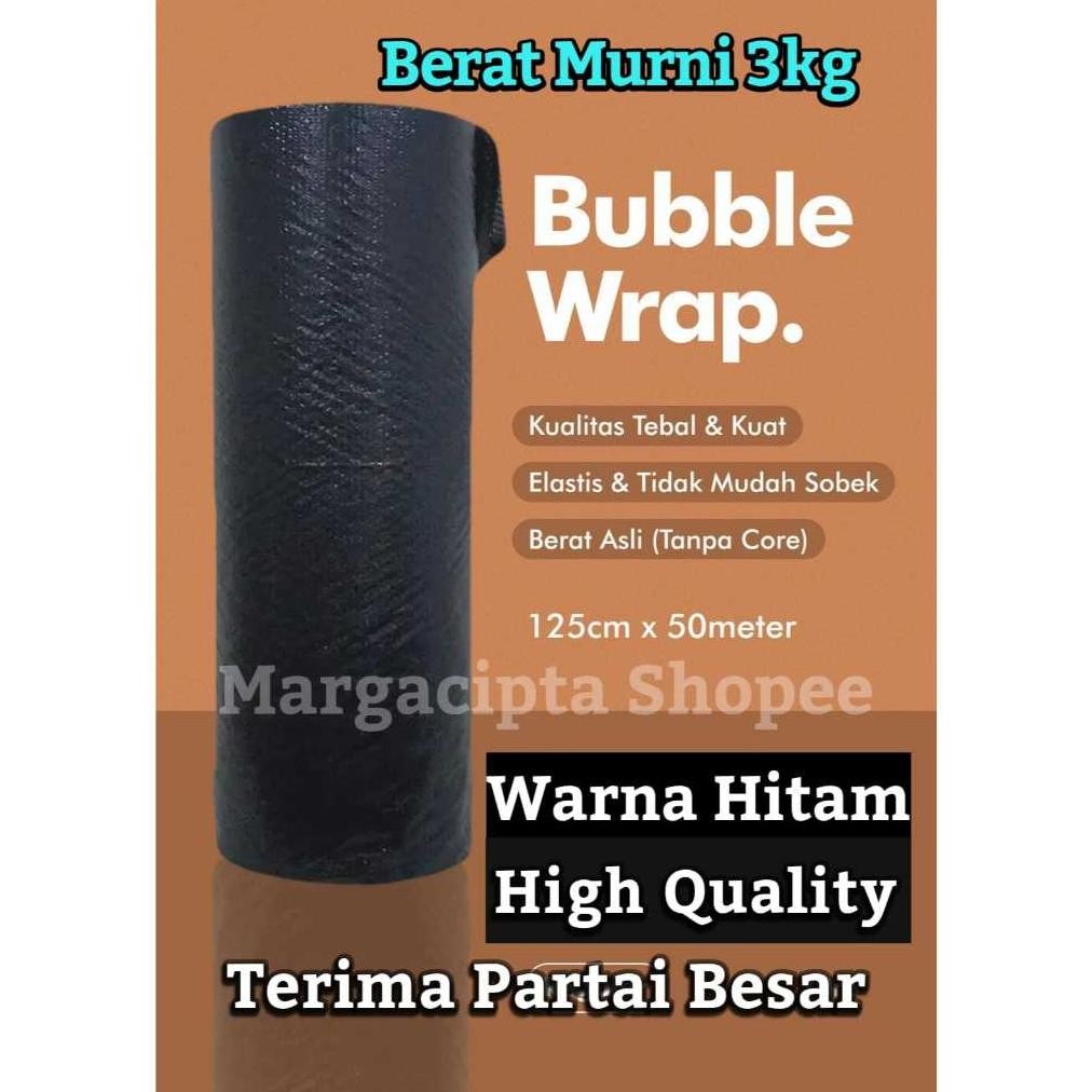 

BUBBLE WRAP HItam DIJAMIN MURNI BERAT MURNI ( panjang 50M ) x (tinggi125 cm ) Asli 50meter PREMIUM AST