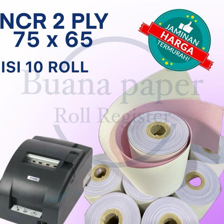 

KERTAS KASIR ROLL Putih Merah NCR 2PLY 75x65 Cocok untuk printer kasir Dot Matrix 75mm AST